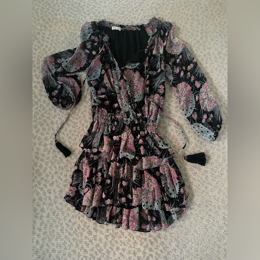 LoveShackFancy Black and Pink Floral Dress. Love Shack Fancy. Resort wear.